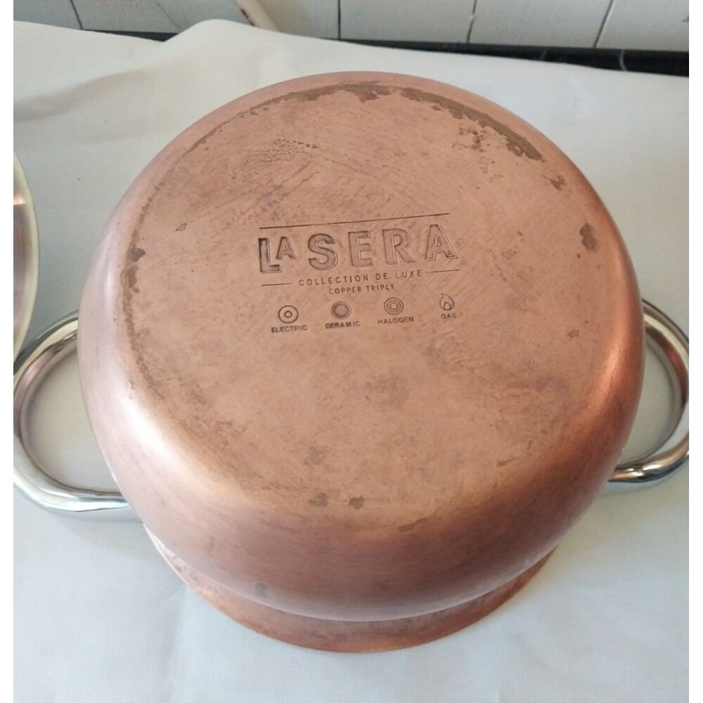 La Sera Cookware Copper Kettle/Pot Collection De Luxe Copper Triply w/Lid - Picture 13 of 15